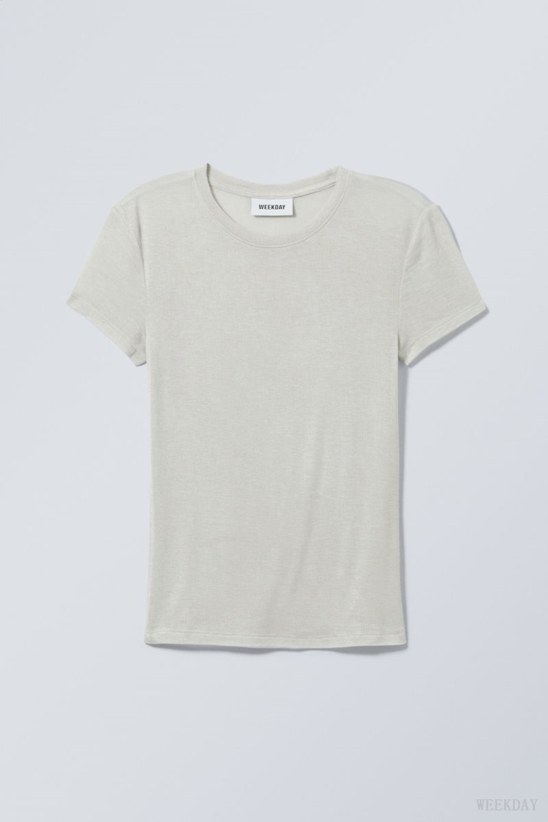 Weekday Soft Sheer Fitted T-shirt Tシャツ レディース Dusty Mole Japan | P1V-7356