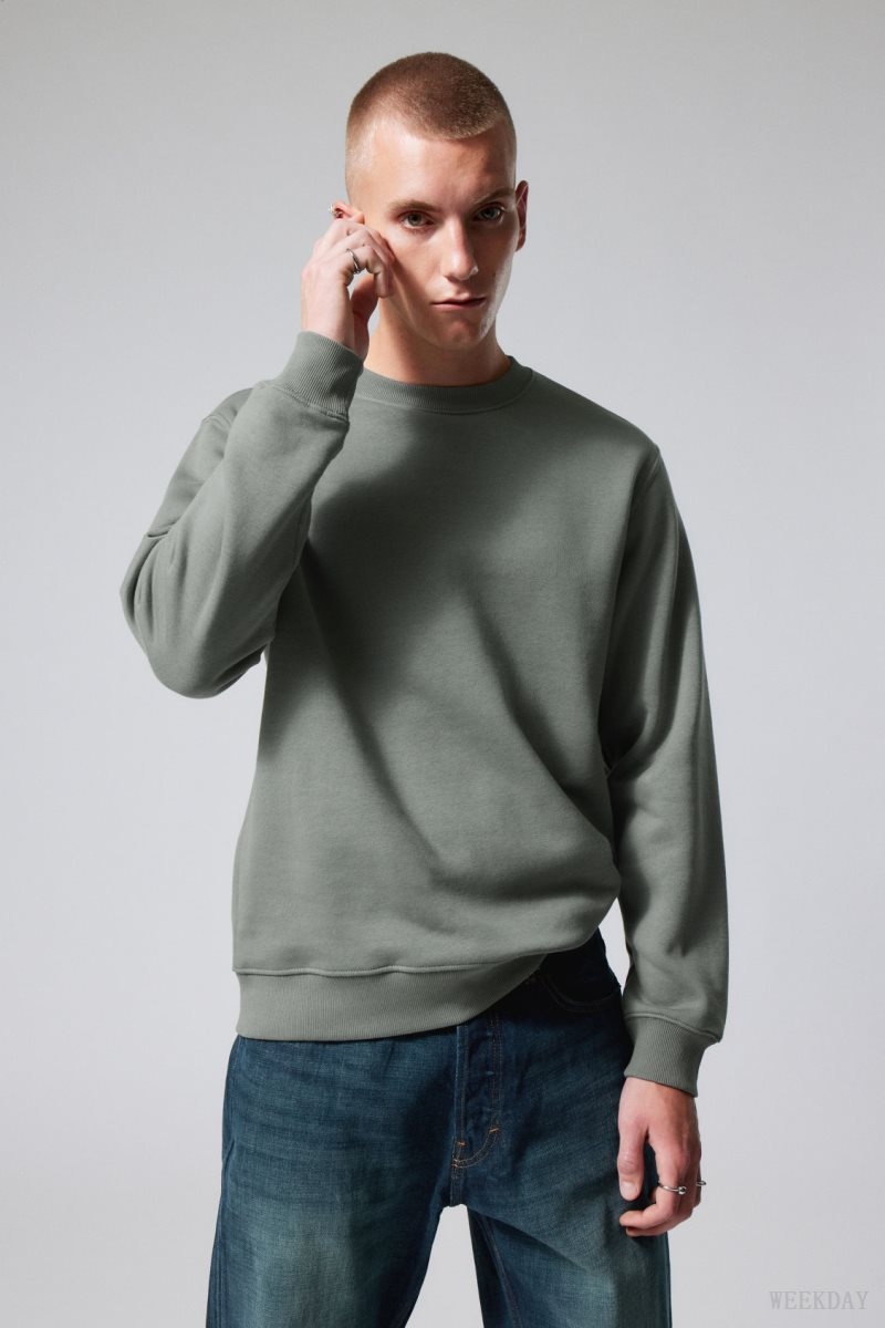 Weekday Standard Midweight Sweatshirt スウェットシャツ メンズ カーキ Japan | B8L-5065