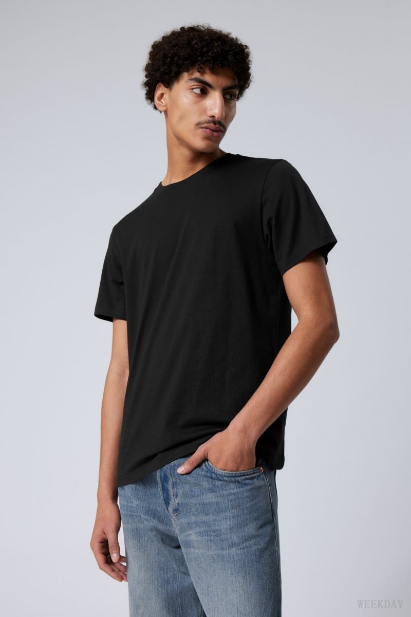 Weekday Standard Midweight T-shirt Tシャツ メンズ 黒 Japan | S7P-7641