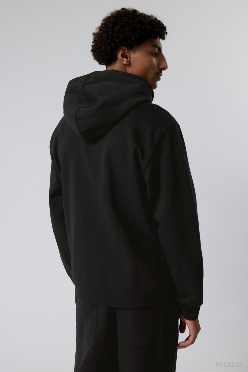 Weekday Standard Midweight Zip Hoodie パーカー メンズ 黒 Japan | K7I-3297