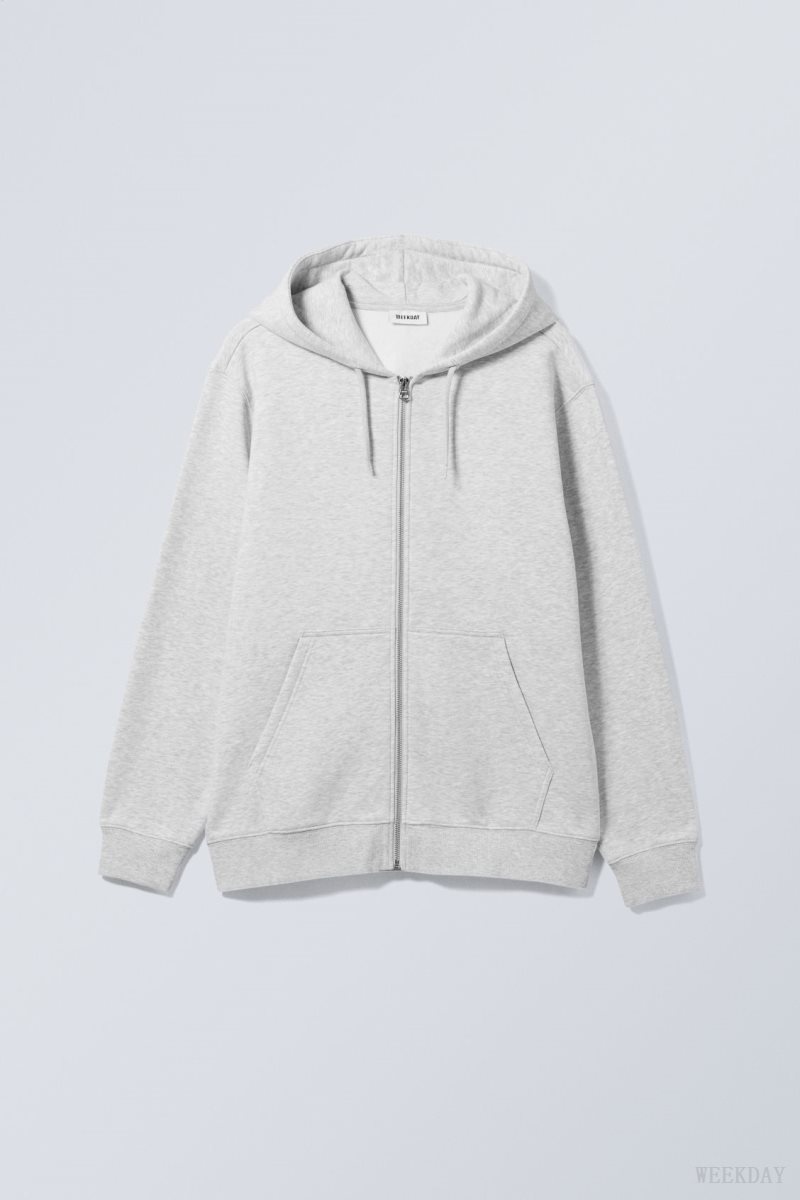 Weekday Standard Midweight Zip Hoodie パーカー メンズ グレー Japan | O6T-2528