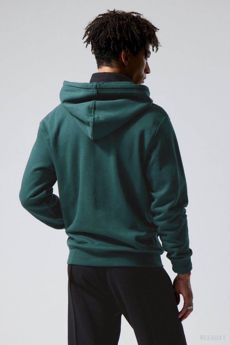 Weekday Standard Midweight Zip Hoodie パーカー メンズ 緑 Japan | B5Y-2642