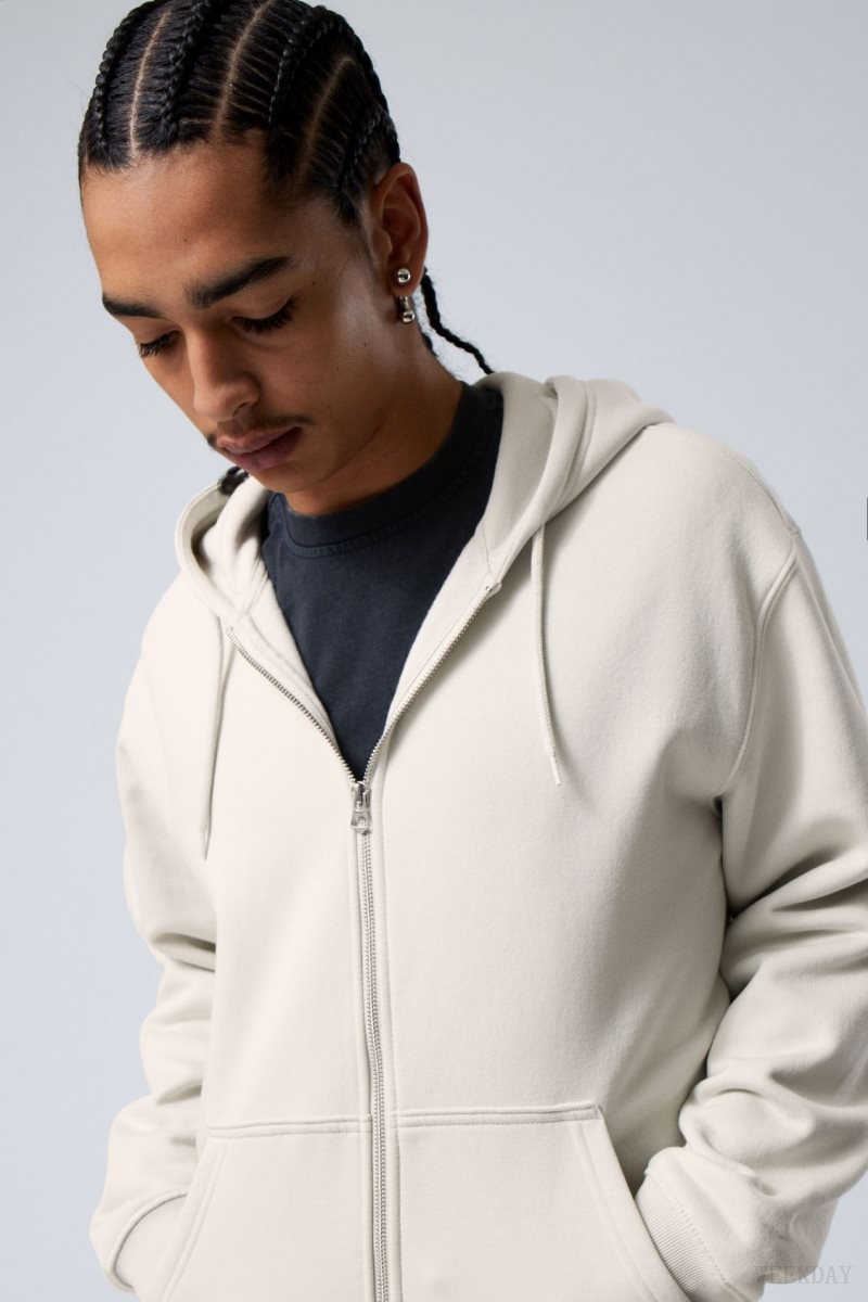 Weekday Standard Midweight Zip Hoodie パーカー メンズ ライトグレー Japan | B1T-1167