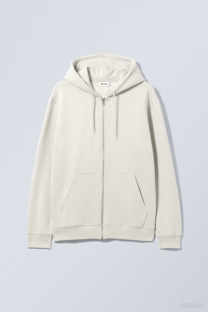 Weekday Standard Midweight Zip Hoodie パーカー メンズ ライトグレー Japan | B1T-1167