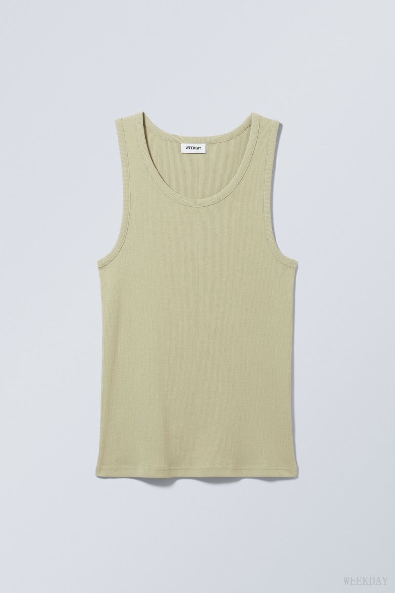 Weekday Standard Tank Top タンクトップ メンズ カーキ Japan | M5M-4871