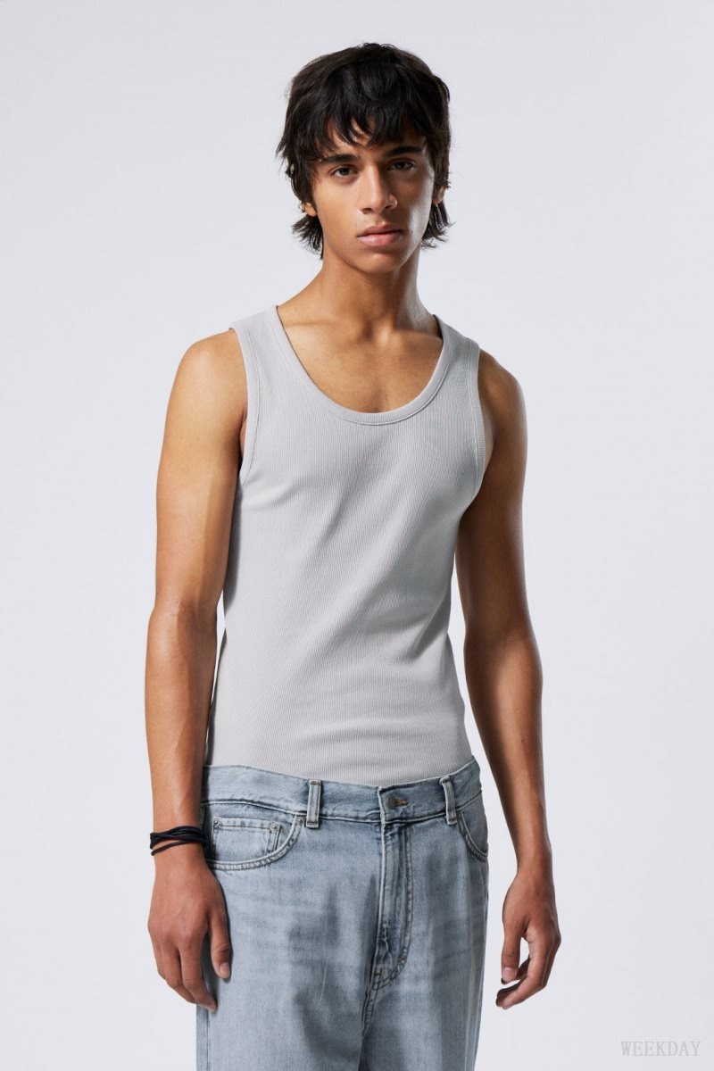 Weekday Standard Tank Top タンクトップ メンズ ライトグレー Japan | R7N-6343