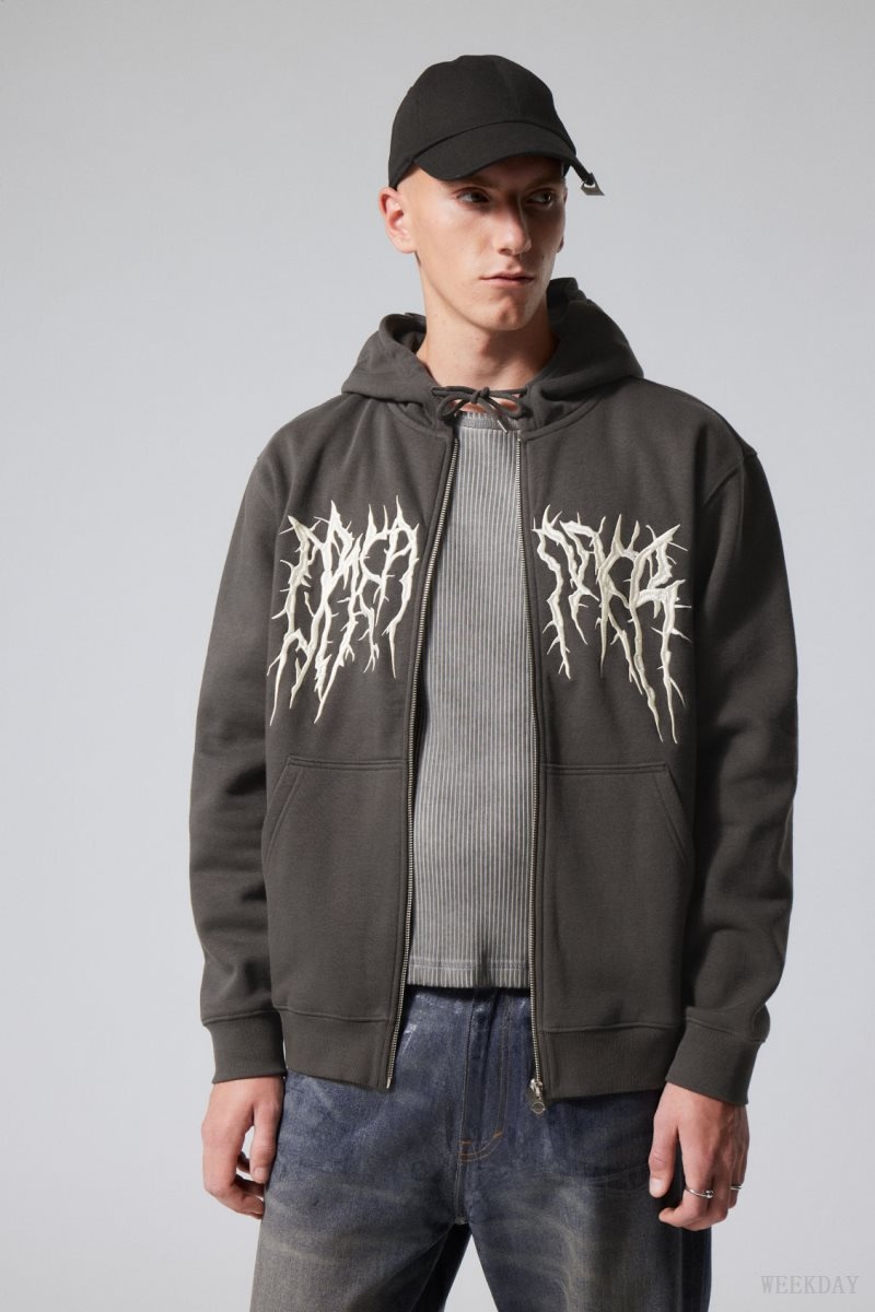 Weekday Standard グラフィック Zip Hoodie パーカー メンズ Spiky Dreamer Japan | O2F-3624