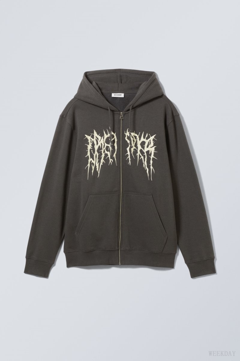 Weekday Standard グラフィック Zip Hoodie パーカー メンズ Spiky Dreamer Japan | O2F-3624