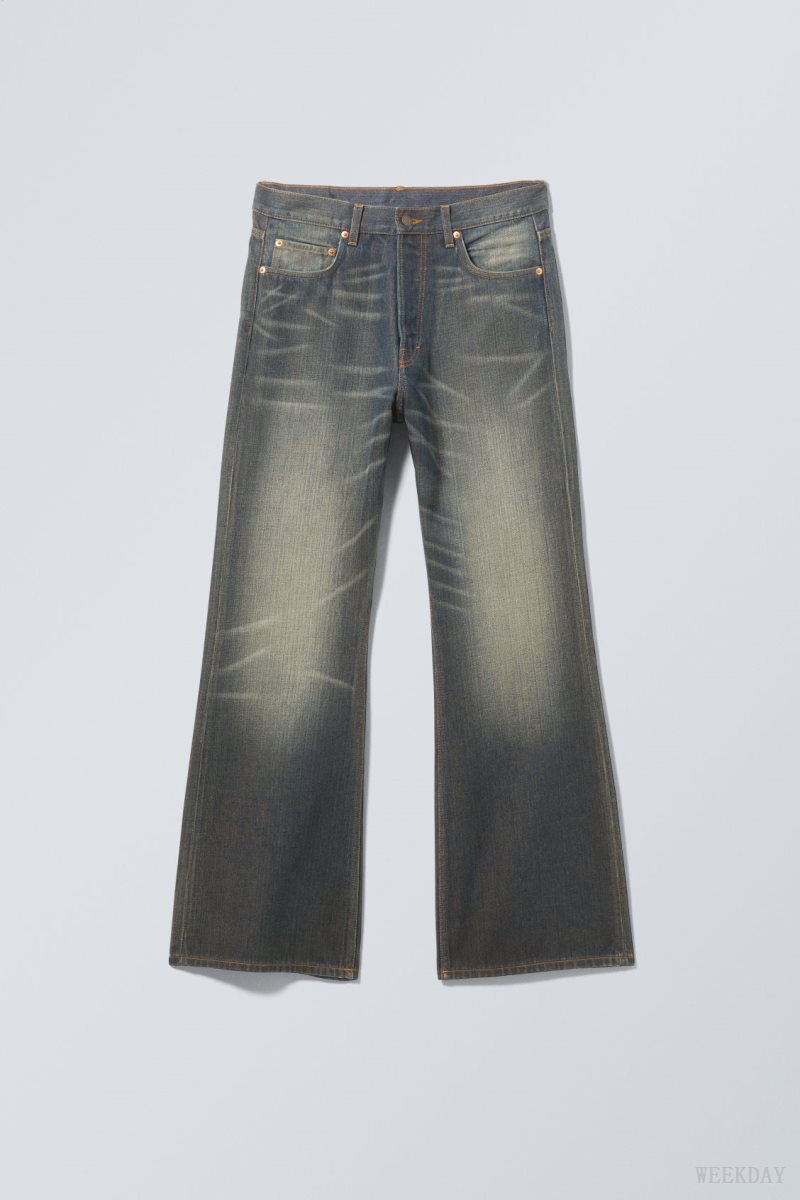 Weekday Time Loose Bootcut Jeans デニム メンズ 青 Japan | H7U-2407