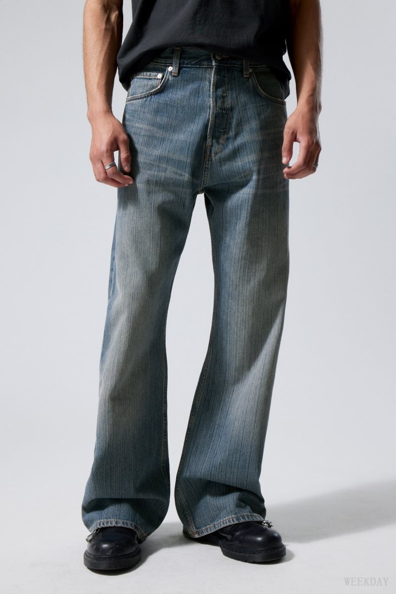 Weekday Time Loose Bootcut Jeans デニム メンズ 青 Japan | V5L-9303