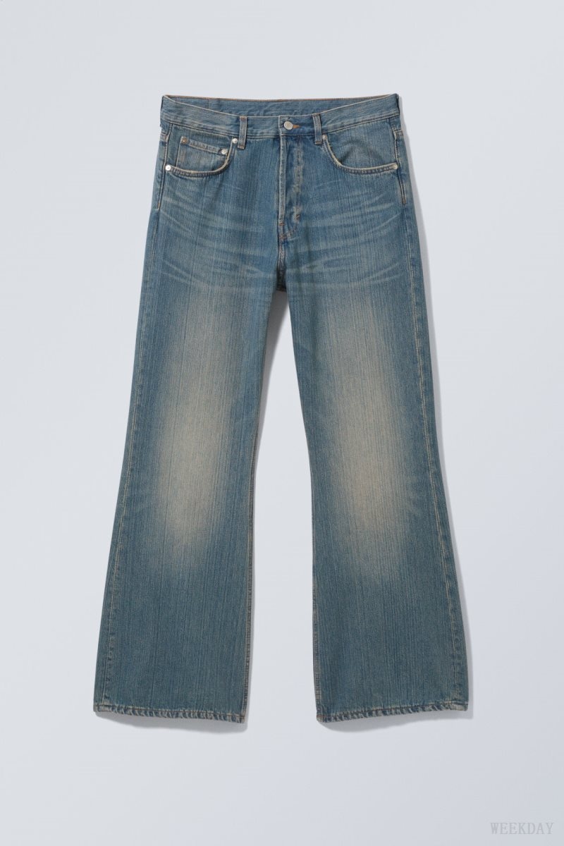 Weekday Time Loose Bootcut Jeans デニム メンズ 青 Japan | V5L-9303