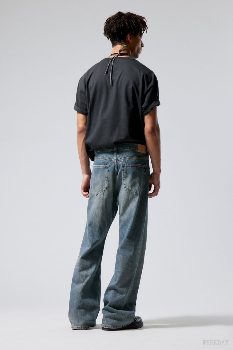 Weekday Time Loose Bootcut Jeans デニム メンズ 青 Japan | V5L-9303