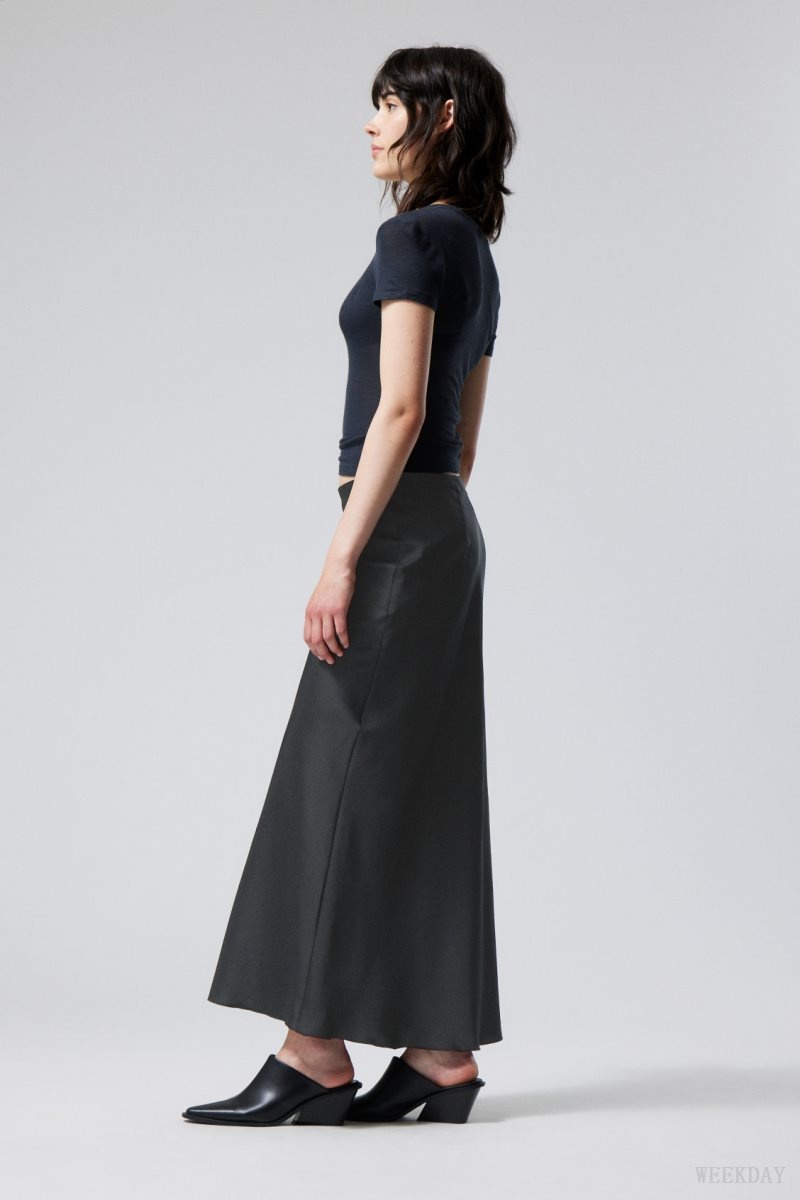 Weekday Trace Pull On Satin Skirt スカート レディース 黒 Japan | H2U-8920