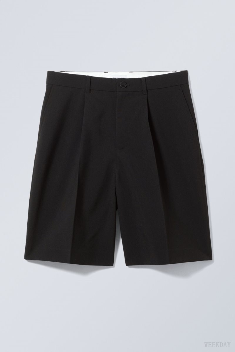 Weekday Uno Oversized Suit Shorts ショートパンツ メンズ 黒 Japan | U5Q-0998