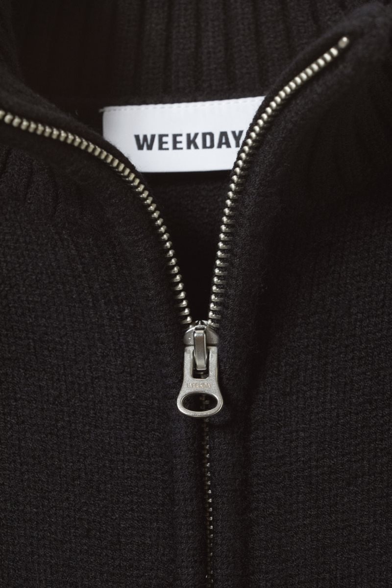 Weekday Winona Zip Cardigan セーター レディース 黒 Japan | F3J-7444