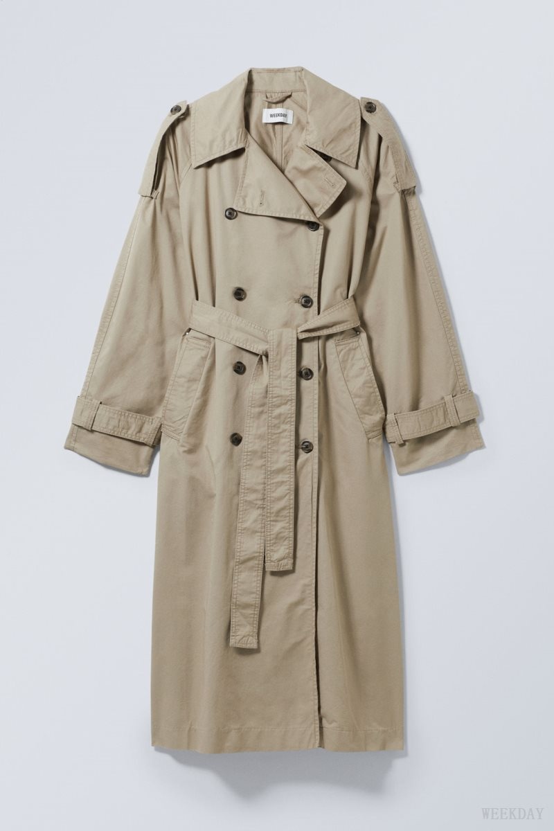 Weekday Zenni Oversized Trench ジャケット レディース ベージュ Japan | S1F-8632