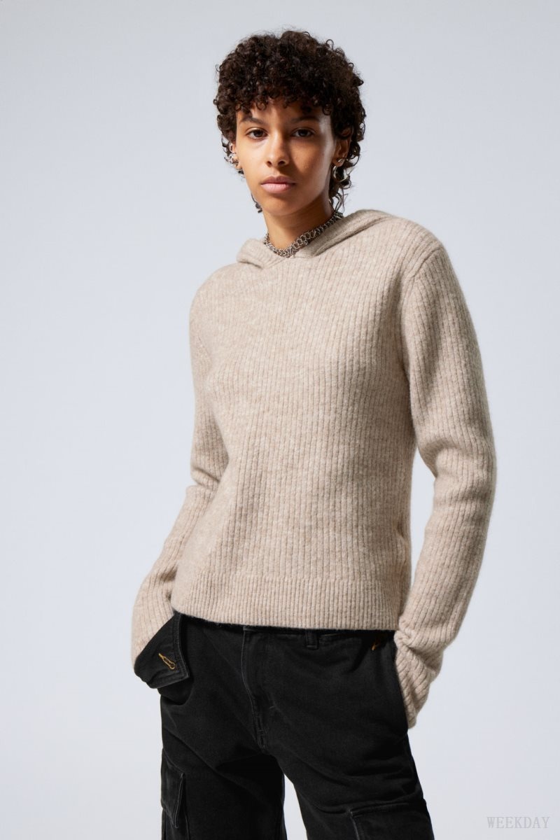 Weekday Zuri Knit Hoodie セーター レディース ライト Japan | O3I-9111