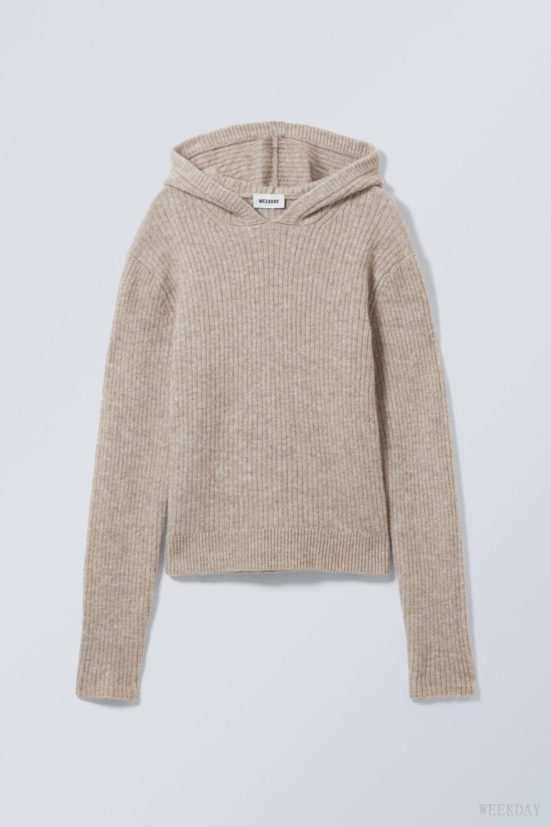 Weekday Zuri Knit Hoodie セーター レディース ライト Japan | O3I-9111