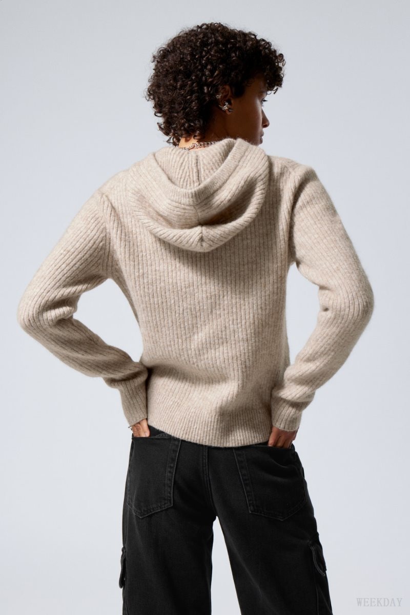 Weekday Zuri Knit Hoodie セーター レディース ライト Japan | O3I-9111