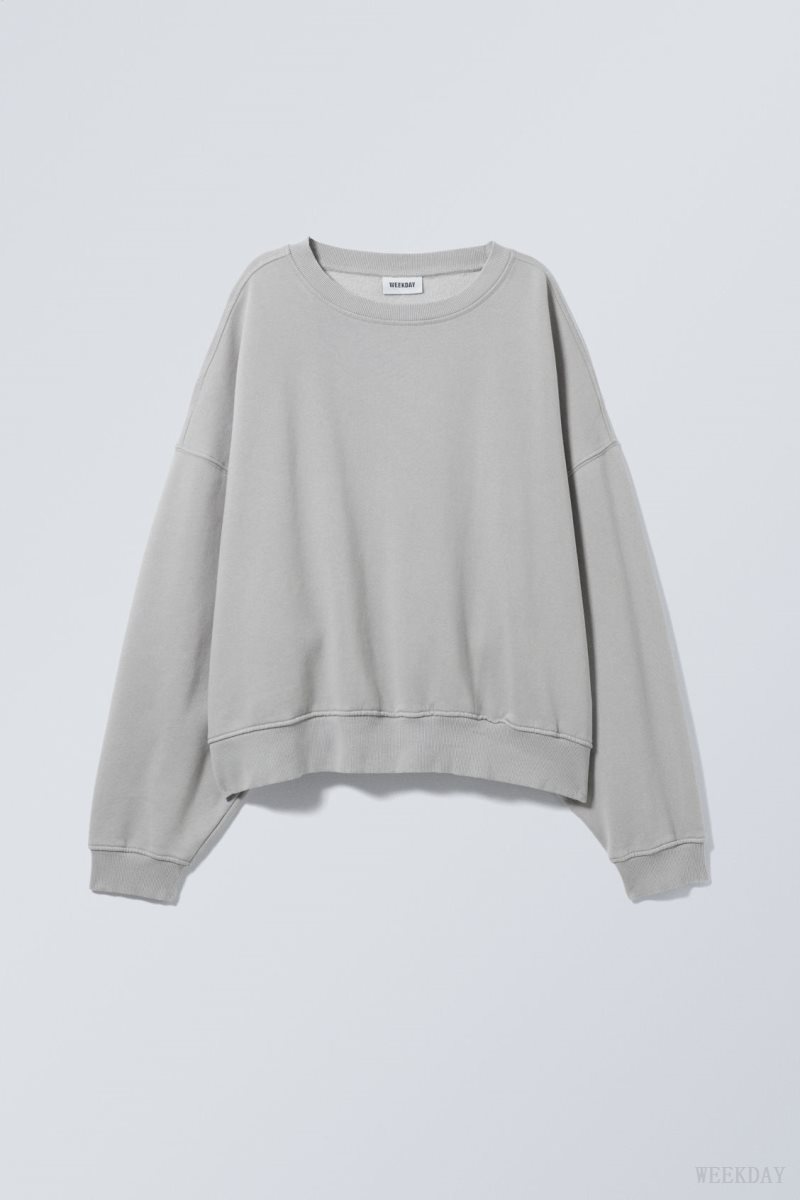 Weekday ワイド Heavyweight Sweatshirt スウェットシャツ レディース ライトグレー Japan | D8I-6007