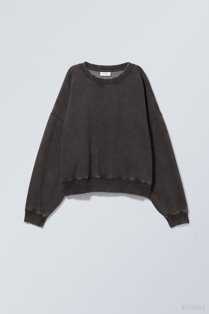 Weekday ワイド Heavyweight Sweatshirt スウェットシャツ レディース 暗グレー Japan | K3S-8951