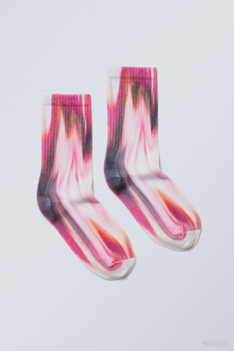 Weekday 運動 Printed Socks ソックス レディース ピンク Japan | D2M-5399